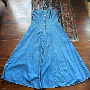 Rare, Vintage 90s Victoria Secret lightweight maxi denim sundress 6 EUC